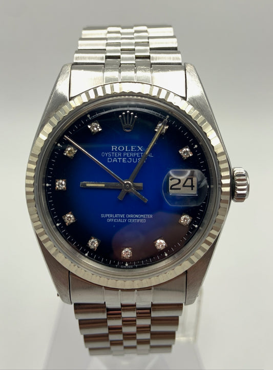Rolex Datejust with Factory Blue Vignette Diamond Dial